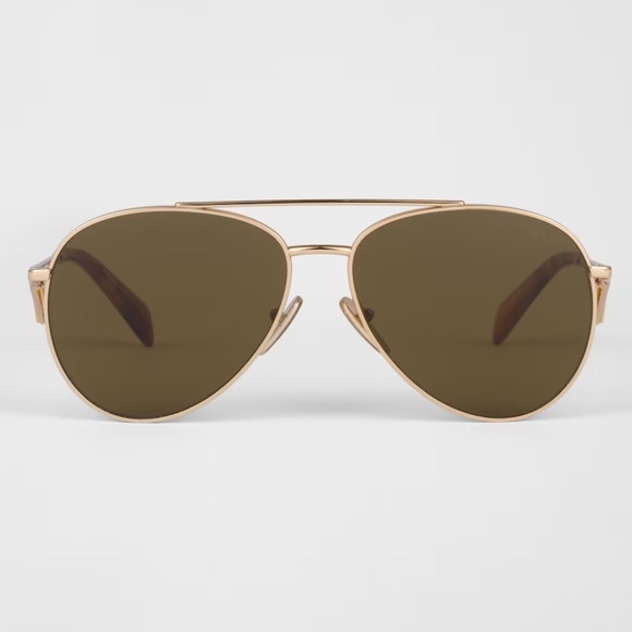 Prada Aviator Sunglasses Unisex Gold/Dark Brown Pilot ππ - Picture 14 of 14